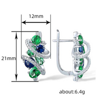 Elegant Green and Blue Hoop Earrings for Women | Temperament Bridal Wedding 611