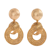 Geometric Gold Drop Earrings for Women Trendy Zinc Alloy Statement Earrings 786