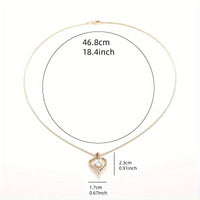 Gold Heart Pendant Necklace with Clear Cubic Zirconia, 18.4-Inch Snake Chain 143