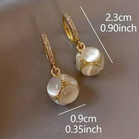 Exquisite Ball Design Moonstone Inlaid Dangle Earring Elegant Luxury Style 75 UK