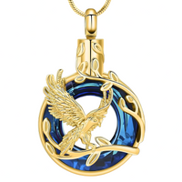 Eagle Pendant Necklace, Silver Plated Alloy Stainless Steel Base Blue B206