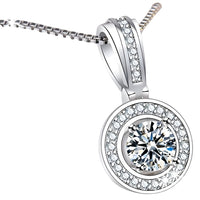 925 Sterling Silver Round Zircon Pendant Necklace – Women's Fashion Jewelry 256