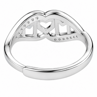 Women's MOM Heart Ring, Adjustable Silver Tone Promise Ring Rose Gold Tone  1646