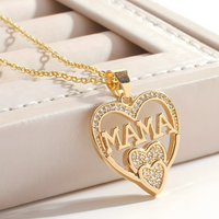 Unified Jewellery Gold "Mama"Heart Pendant Necklace Sparkling Crystal Mother B16