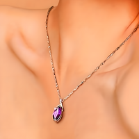 Luxury Pear Copper Alloy Cubic Zirconia Pendant Necklace for Women 582