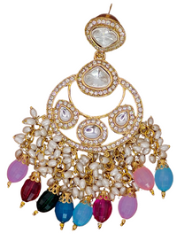 Elegant Bollywood Inspired Gold Kundan Earrings - Traditional Indian Jewelry 177