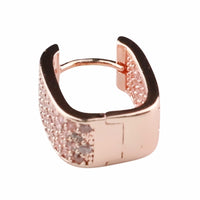 Rose Gold Plated Pavé Hoop Earrings 18mm x 8mm Micro Inlay Round Brilliant 1367