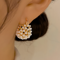 Chunky Hoop Earrings | Irregular Bubble Faux Pearl Cluster Stud Eardrops 566