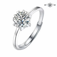 Adjustable Starburst Solitaire Zircon Ring, Round Brilliant Cut Engagement 1625