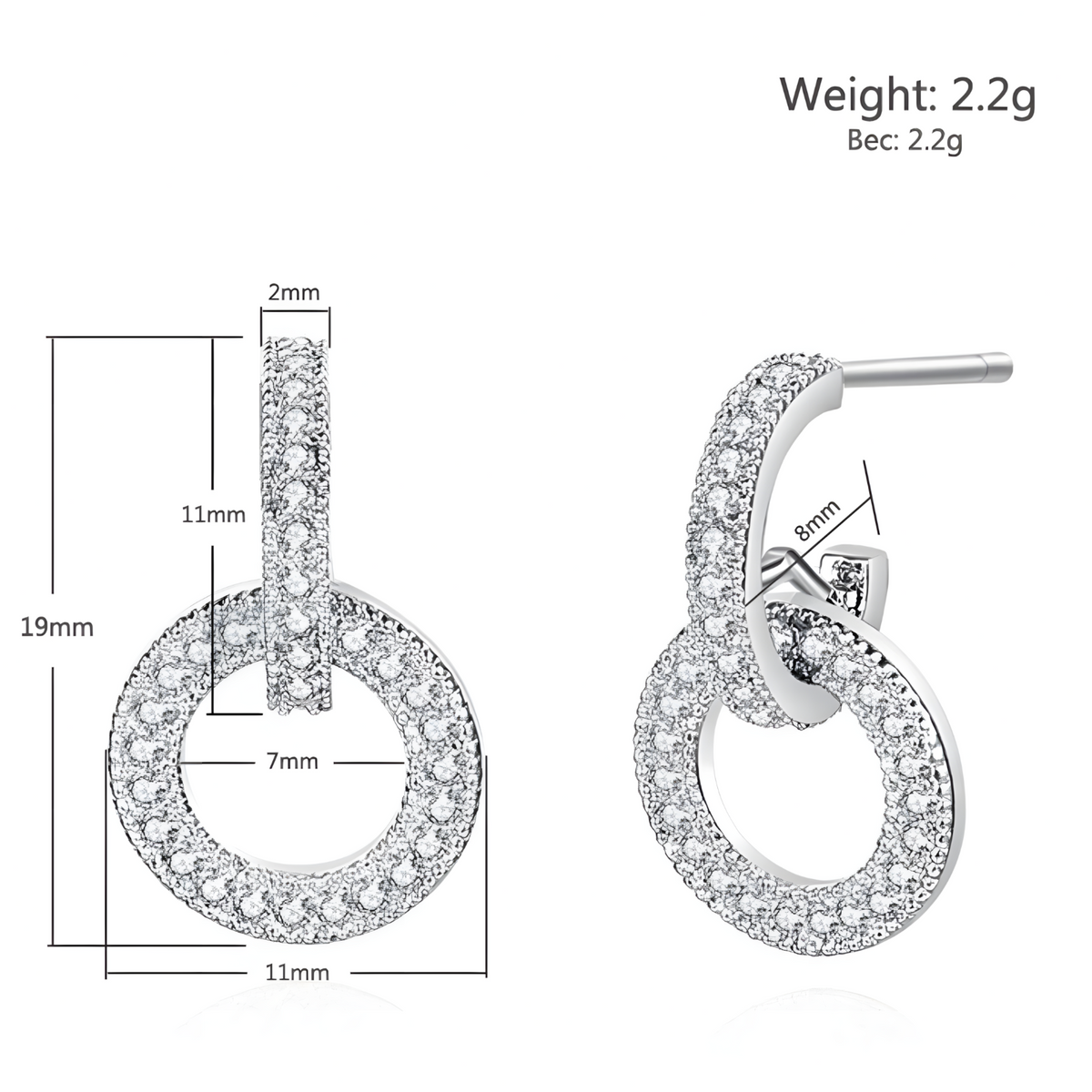 925 Sterling Silver Rhinestone Drop Earrings, Punk Rock Arch Bridge Dangle 322
