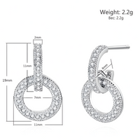 925 Sterling Silver Rhinestone Drop Earrings, Punk Rock Arch Bridge Dangle 322
