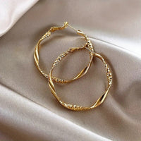 Elegant Simple Style Iron Jewelry Golden Twisted Pattern Hoop Earrings 40 UK
