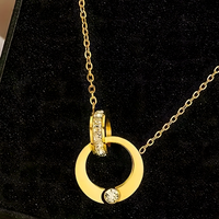 Dual Hoop Pendant Necklace for Women – Real PVD Gold Plated Stainless Steel 741