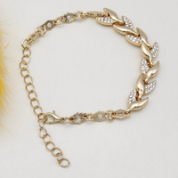 Gold Leaf Crystal Bracelet for Women Elegant Zinc Alloy Charm Bracelet 745
