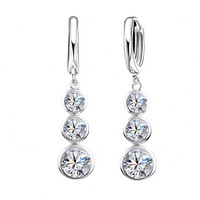 Cubic Zirconia Jewellery Set for Women – Silver-Plated Copper Alloy 3-Stone 1199