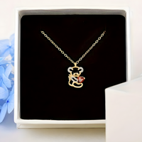 Teddy Bear Heart Necklace Women–Zinc Alloy Gold Colour Outline Bear Pendant 1172
