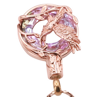 Rose Gold Eagle Bird Circular Crystal Inlay Pendant Necklace Snake Chain B205
