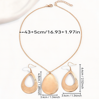 3PCS Lightweight Geometric Jewelry Set with Hollow Teardrop Pendant, 43+5 cm 717