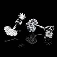 Sterling Silver Heart Drop Earrings with Cubic Zirconia - Dangle Earrings 335