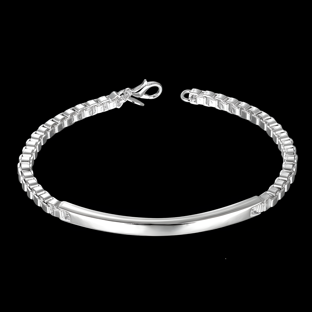 925 Sterling Silver 4mm Box Chain Bracelet For Women Men Wedding Engagement 1758