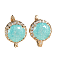 Unified Jewellery Luxury Emerald Copper Round Cut Zircon Drop Earrings Women 560