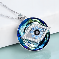 Evil Eye Pendant Necklace for Women– Copper Alloy Blue Crystal Eye Necklace 1253