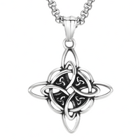 Stainless Steel Celtic Knot Pendant Necklace - Geometric Ethnic Cross Knot 1239