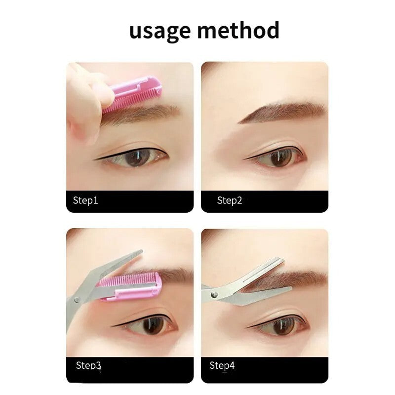 Stainless Steel Eyebrow Trimmer and Comb with Eyelash Hair Scissors Women 50 UK
