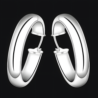 Sterling Silver-Plated Hoop Earrings – Elegant 3.4 cm Large Hoops for Women 902