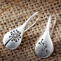 Vintage Silver-Tone Zinc Alloy Teardrop Dangle Earring Lightweight Artistic 1224