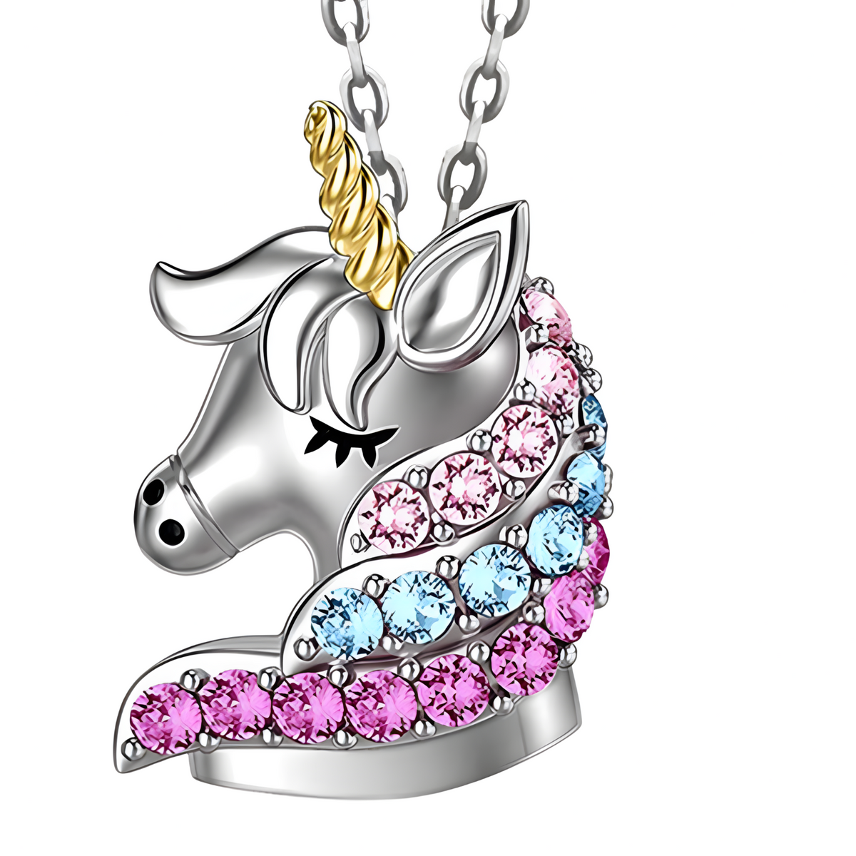 Unicorn Pendant Necklace for Girls – Crystal Rhinestone Cartoon Horse Charm 1160