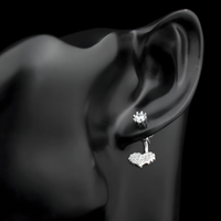 Sterling Silver Heart Drop Earrings with Cubic Zirconia - Dangle Earrings 335