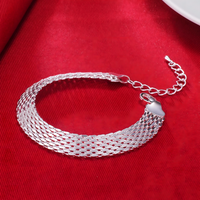 Exquisite Fashion Flat Mesh Weaving Chain Bracelet Hot 925 Sterling 659