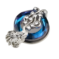 Blue Fire Phoenix Necklace for Women Girls, Ocean Crystal Rebirth Pendant 1393