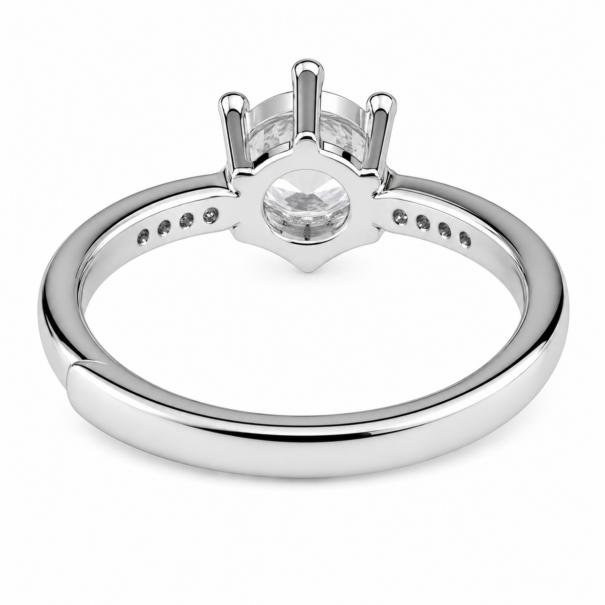 Women's Elegant Adjustable Solitaire Ring, Round Brilliant Zircon Bridal 1624