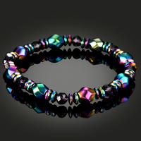 Luxury-Style Multicolour Magnetic Bead Bracelet - 18 cm Elastic Stretch 1819