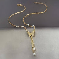 Women's Faux Pearl Butterfly Necklace - Creative and Elegant Jewelry 65 UK