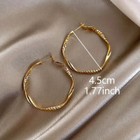 Elegant Simple Style Iron Jewelry Golden Twisted Pattern Hoop Earrings 40 UK