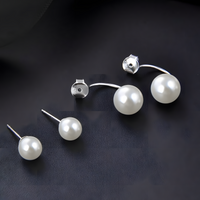 Double Pearl Drop Earrings for Women – Simulated Pearl Copper Alloy Geometry 954