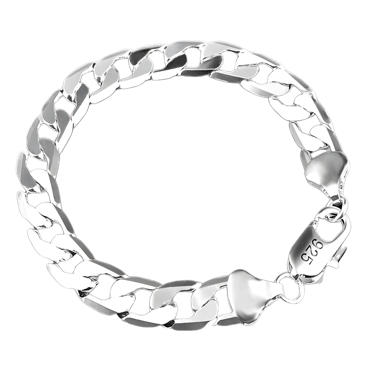 925 Silver-Plated Cuban Curb Chain Bracelet Copper Alloy Base MirrorPolished 874