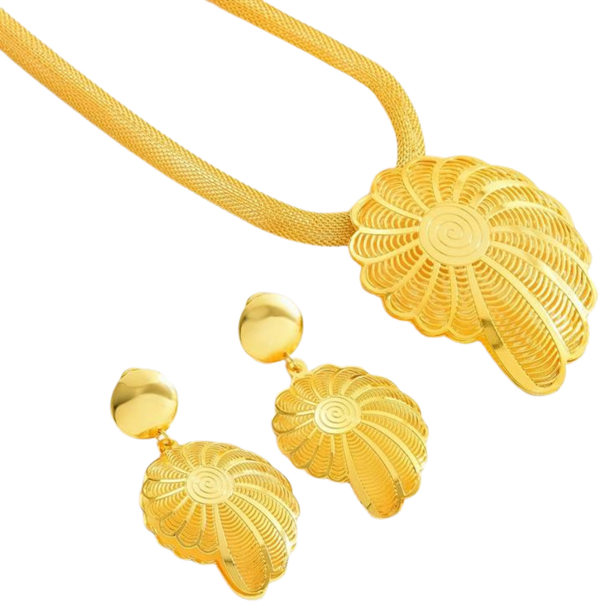 Luxury Conch Bridal Necklace & Drop Earrings Set, Elegant Women's Jewellery 130