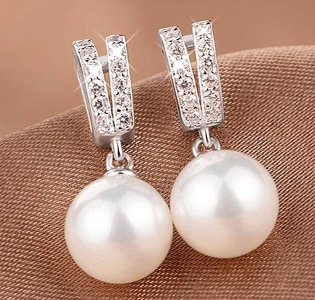 Unified Jewellery® Women's 925 Sterling Silver Pearl & Zircon Stud Earrings 6 UK