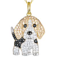 Gold Plated Beagle Pendant Necklace with Cubic Zirconia Crystals, Animal  B230