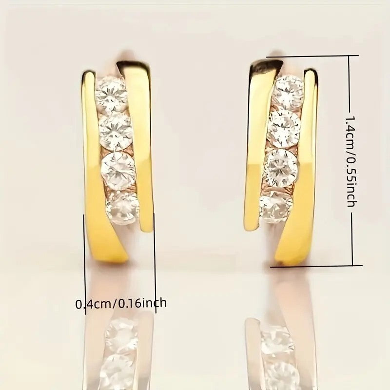 Hoop Earrings Plated Jewelry Embellished Zircon Elegant Simple Style 89 UK