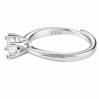 Adjustable Wedding Ring Pavé Edge Band Solitaire Statement Diamond  Look 1663