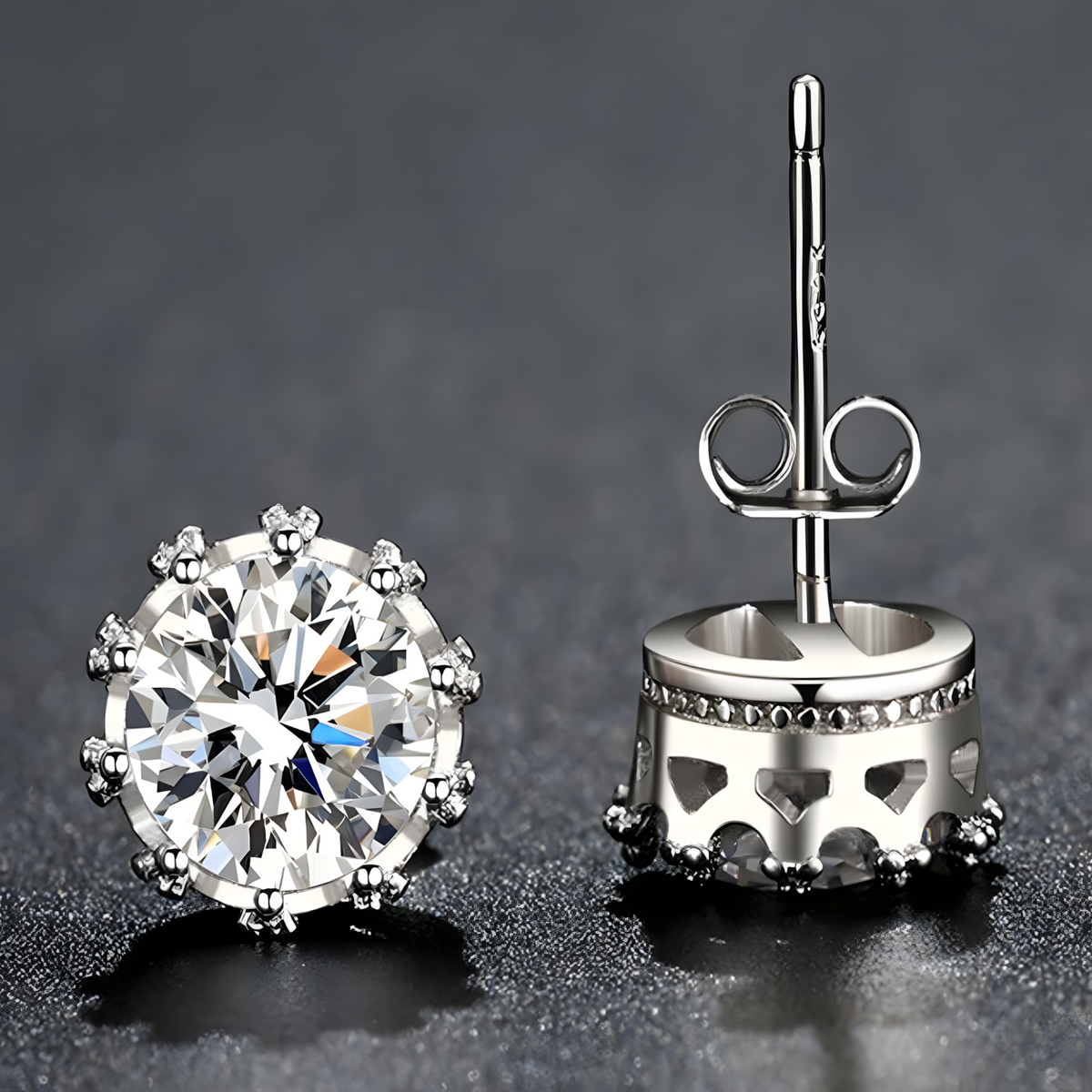 925 Sterling Silver Brilliant Cut Stud Earrings – Crystals, Hypoallergenic 312