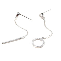 925 Sterling Silver Asymmetrical Drop Earrings - Long Chain Dangle Earrings 350