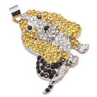 Basset Hound Dog Pendant Necklace, Zinc Alloy MultiColor Rhinestone  B229