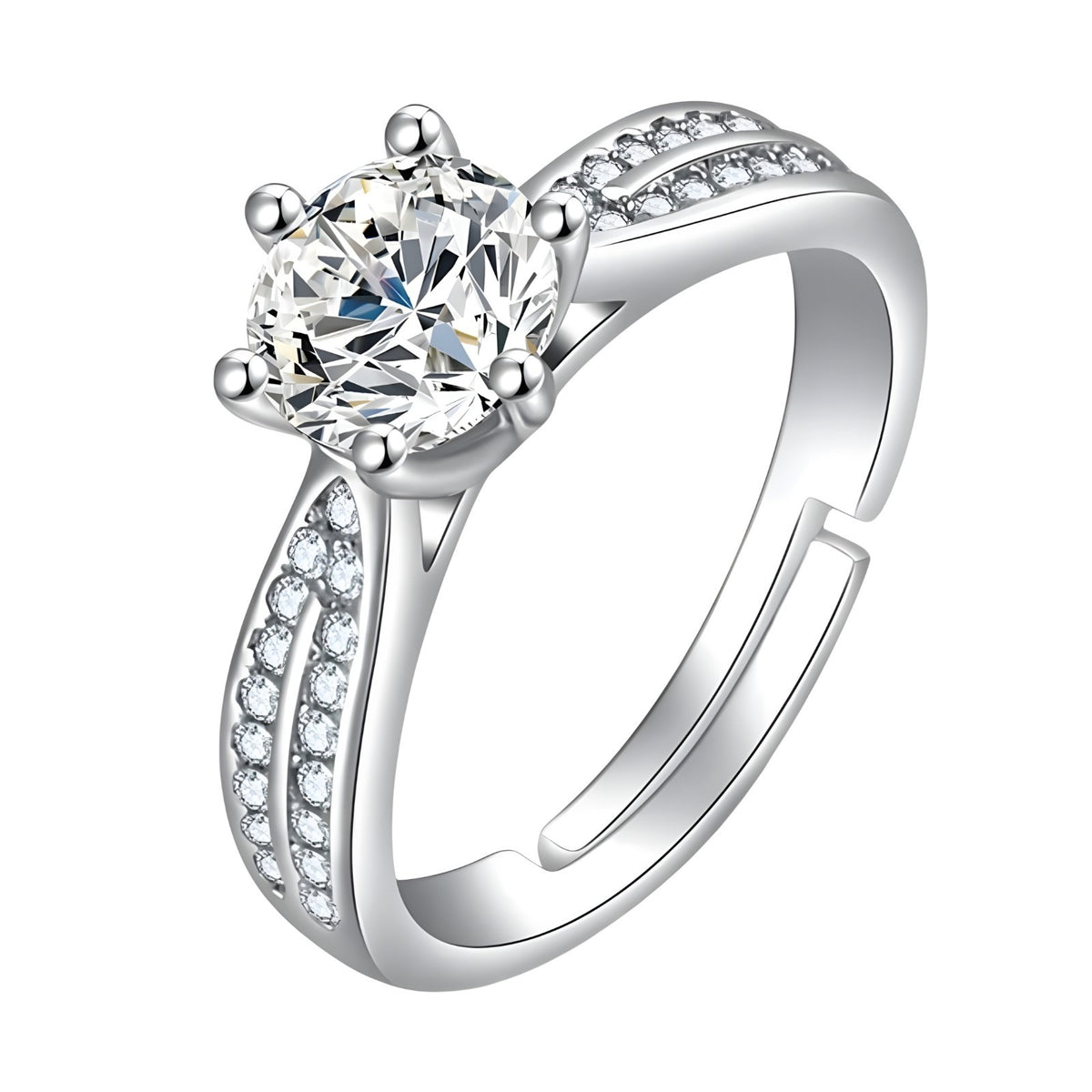 925 Sterling Silver Crown Ring for Women; Adjustable Rhinestone Open Finger 390