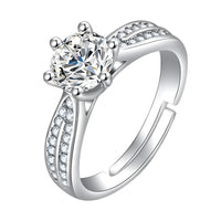 925 Sterling Silver Crown Ring for Women; Adjustable Rhinestone Open Finger 390